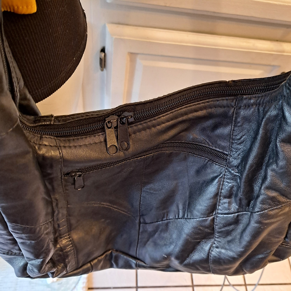 Chic Classic Black Patchwork Leather Hobo Shoulde… - image 7